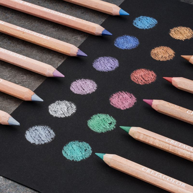 CRETACOLOR BRILLIANTS MEGA COLOUR PENCIL SET METALLIC SET 12 - Image 2