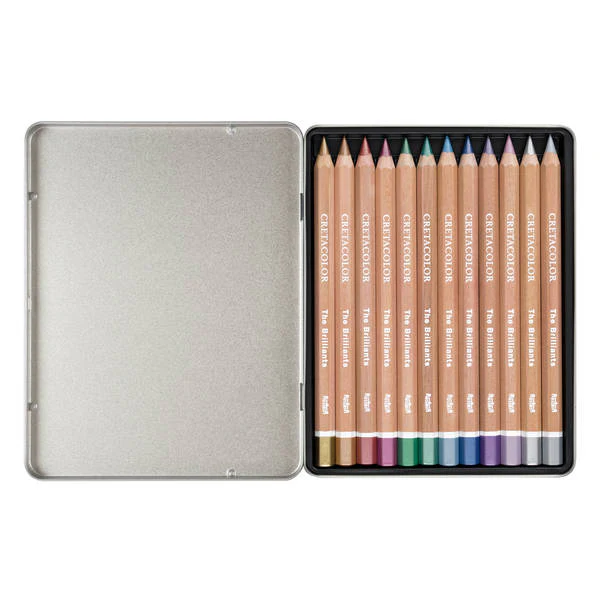 CRETACOLOR BRILLIANTS MEGA COLOUR PENCIL SET METALLIC SET 12 - Image 3