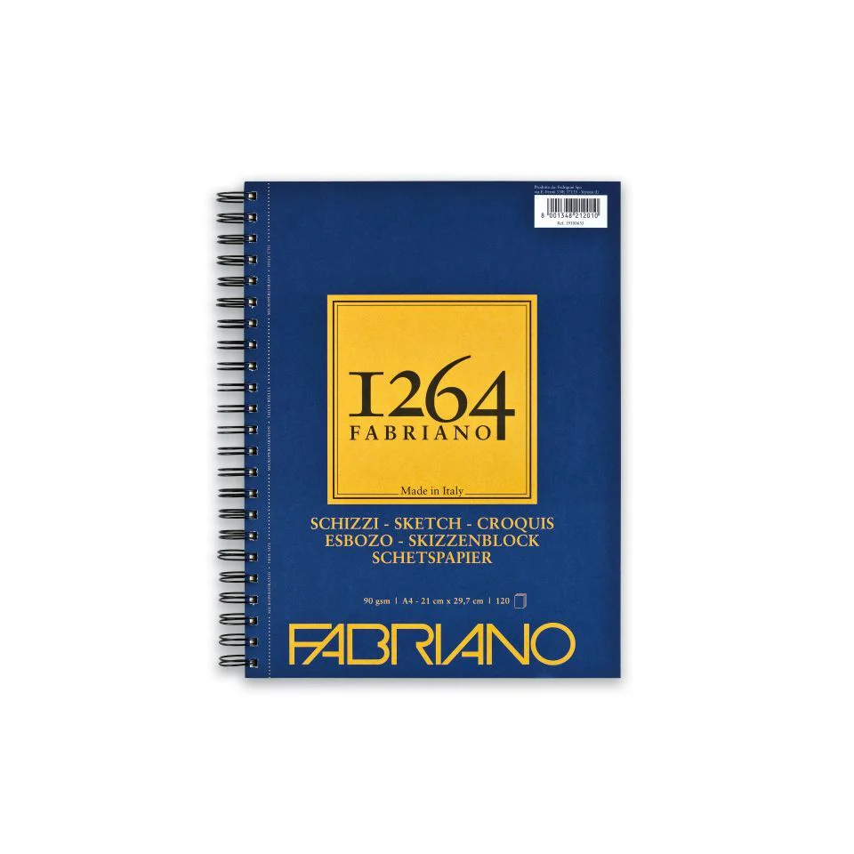 Fabriano 1264 Sketch Pad 90gsm Side Spiral 120 Sheets
