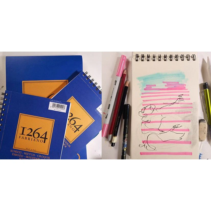 Fabriano 1264 Sketch Pad 90gsm Side Spiral 120 Sheets - Image 2