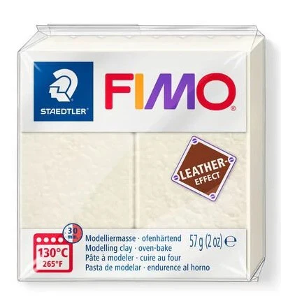 Fimo Leather Effect Modelling Clay Ivory - Image 2