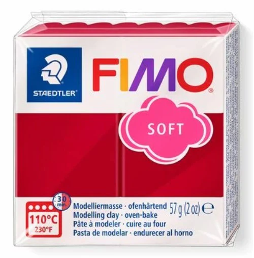 Fimo Soft Block Modelling Clay Cherry Red - Image 2