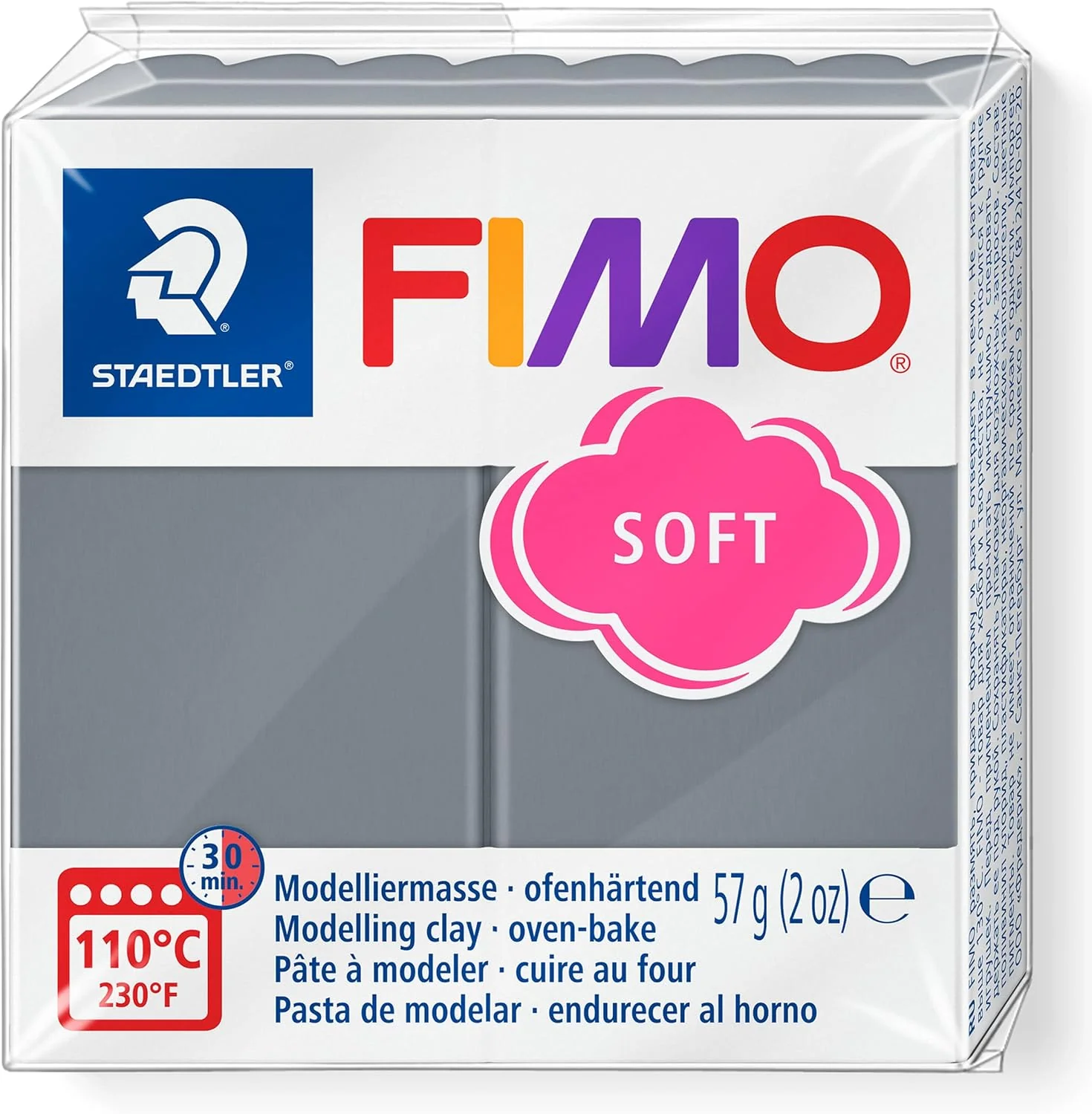 FIMO SOFT BLOCK MODELLING CLAY STORMY GREY - Image 2
