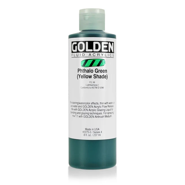 Golden Fluid Acrylic Paint Phthalo Green (Yellow Shade) - Image 3