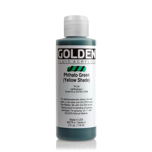 Golden Fluid Acrylic Paint Phthalo Green (Yellow Shade) - Image 4