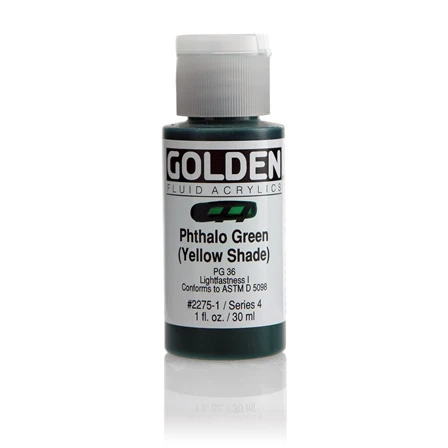 Golden Fluid Acrylic Paint Phthalo Green (Yellow Shade) - Image 5