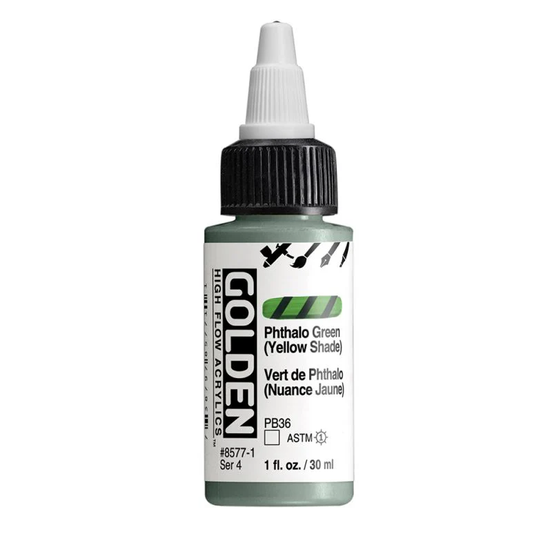 Golden High Flow Acrylic Paint Phthalo Green (Yellow Shade) - Image 5