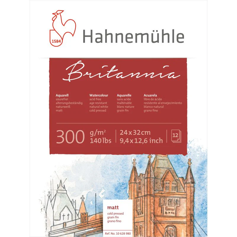HAHNEMUHLE BRITANNIA MATTE WATERCOLOUR BLOCK 300GSM 12 SHEETS - Image 2