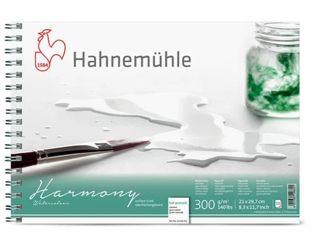 HAHNEMUHLE HARMONY WATERCOLOUR SPIRAL PAD 300GSM HOT PRESSED