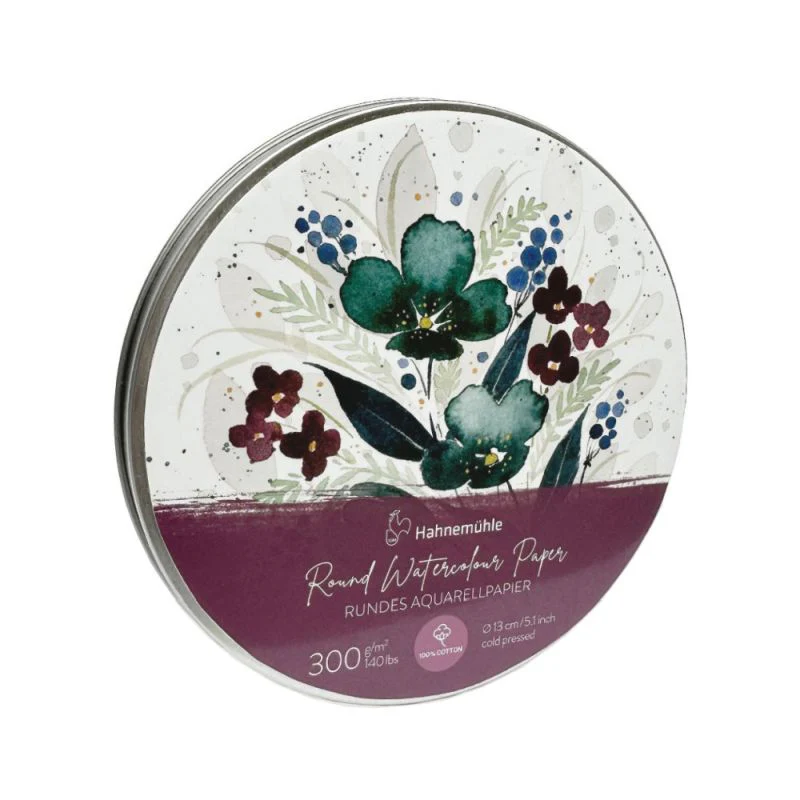 HAHNEMUHLE ROUND WATERCOLOUR PAPER TIN BOX 300GSM