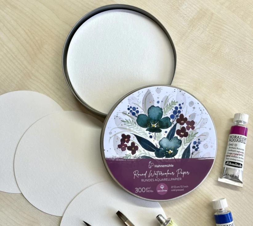 HAHNEMUHLE ROUND WATERCOLOUR PAPER TIN BOX 300GSM - Image 2