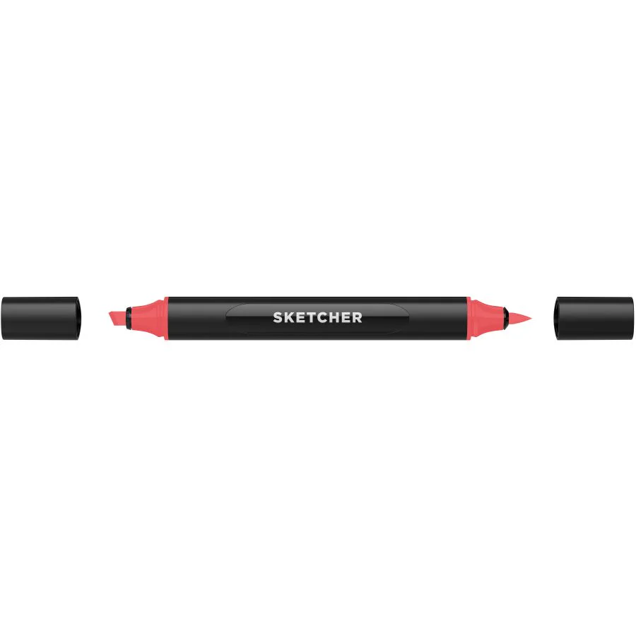 MOLOTOW SKETCHER MARKER BRUSH + CHISEL CHERRY RED MIDDLE - Image 2
