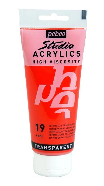 Pebeo Studio Acrylic Paint Transparent Vermilion - Image 3