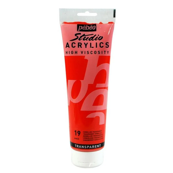 Pebeo Studio Acrylic Paint Transparent Vermilion - Image 4