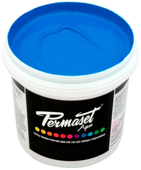Permaset Super Cover Aqua Screen Printing Ink Glow Blue - Image 2