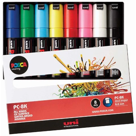Posca Bold Chisel Tip Marker Assorted Set 8 - Image 2