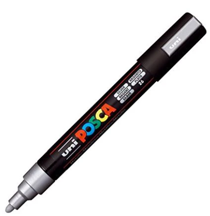 Posca Medium Bullet Tip Marker Silver - Image 2