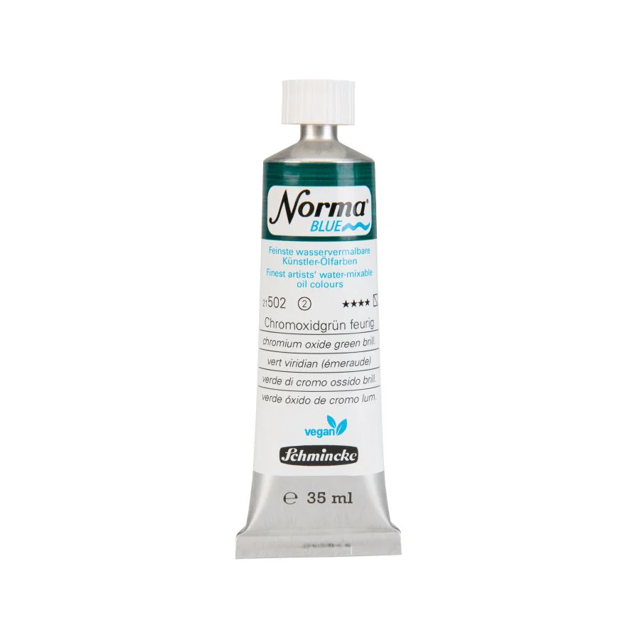 Schmincke Norma Blue Water Mixable Oil Paint Chromium Oxide Green Brillant - Image 2