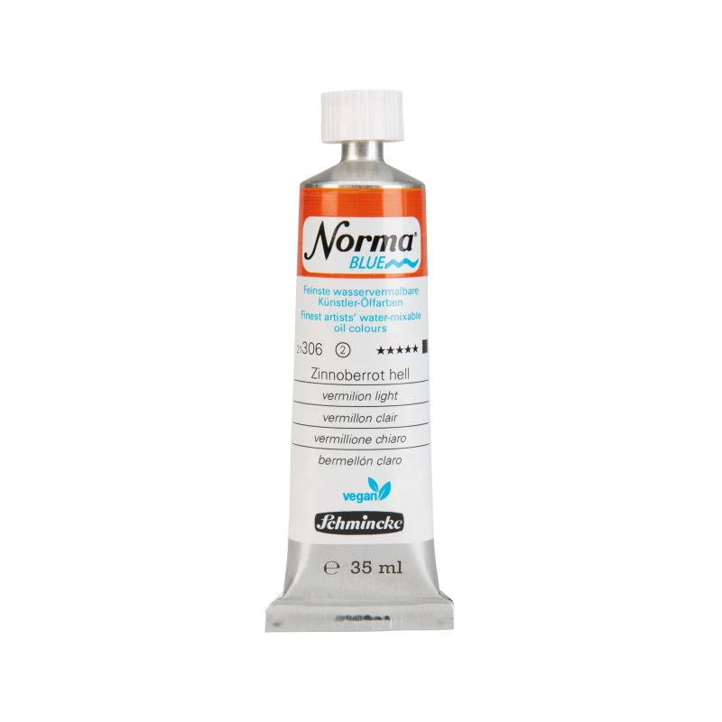 Schmincke Norma Blue Water Mixable Oil Paint Vermilion Light - Image 2