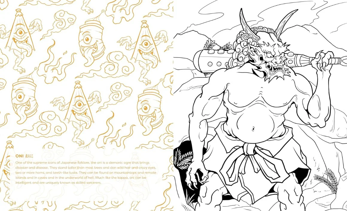 STRANGE FRIGHTFUL YOKAI COLOURING 60 IMAGES - Image 2