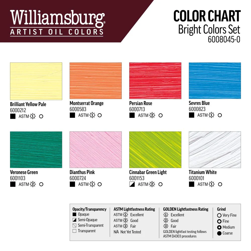 WILLIAMSBURG OIL PAINT BRIGHT COLOR SET 7 X 22ML + WHITE - Image 4