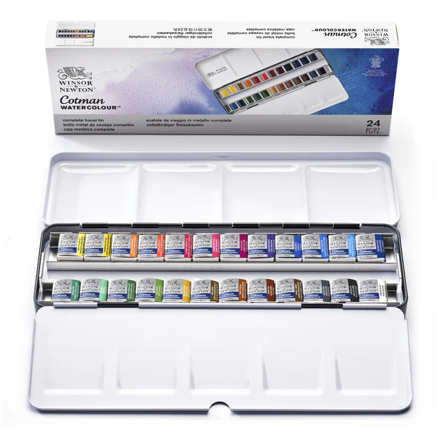 Winsor & Newton Cotman Watercolour Paint Complete 1/2 Pan Travel Tin Set 24 - Image 2