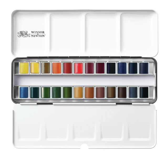 Winsor & Newton Cotman Watercolour Paint Complete 1/2 Pan Travel Tin Set 24 - Image 3