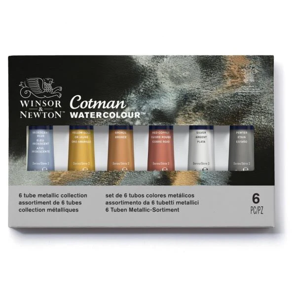 Winsor & Newton Cotman Watercolour Paint Metallic 8ml Tube Set 6