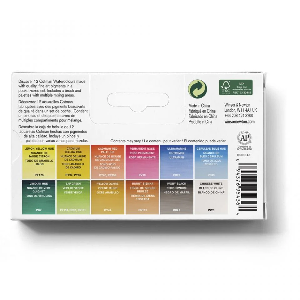 Winsor & Newton Cotman Watercolour Paint Palette Pocket 1/2 Pan Set 12 - Image 5