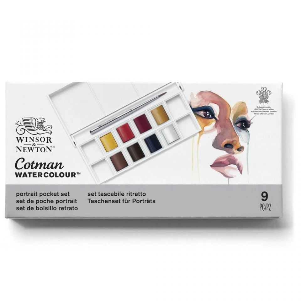 Winsor & Newton Cotman Watercolour Paint Portrait Pocket 1/2 Pan Set 9