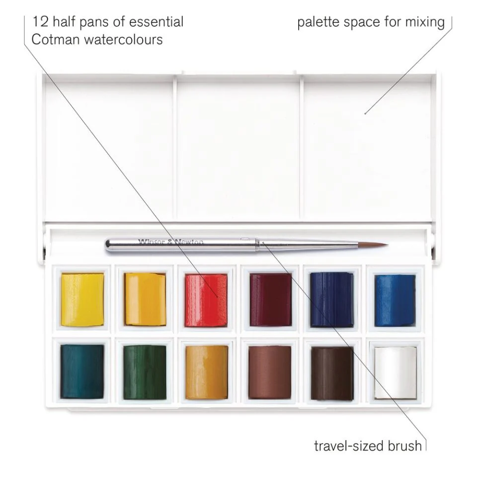 Winsor & Newton Cotman Watercolour Paint Sketchers 1/2 Pan Pocket Set 12 - Image 3
