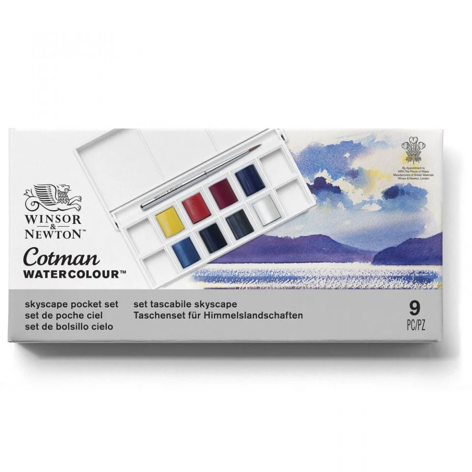 Winsor & Newton Cotman Watercolour Paint Skyscape Pocket 1/2 Pan Set 9